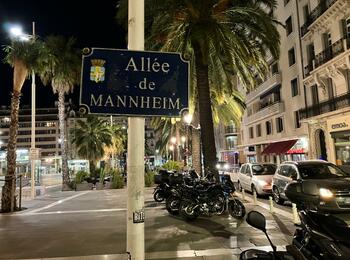 Straßen Schild Allée de Mannheim