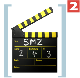 Vergrößerte Ansicht von Logo Stadtmedienzentrum Mannheim schwarze Filmklappe