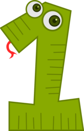 Vergrößerte Ansicht von Zahl eins als Tiermotiv Schlange