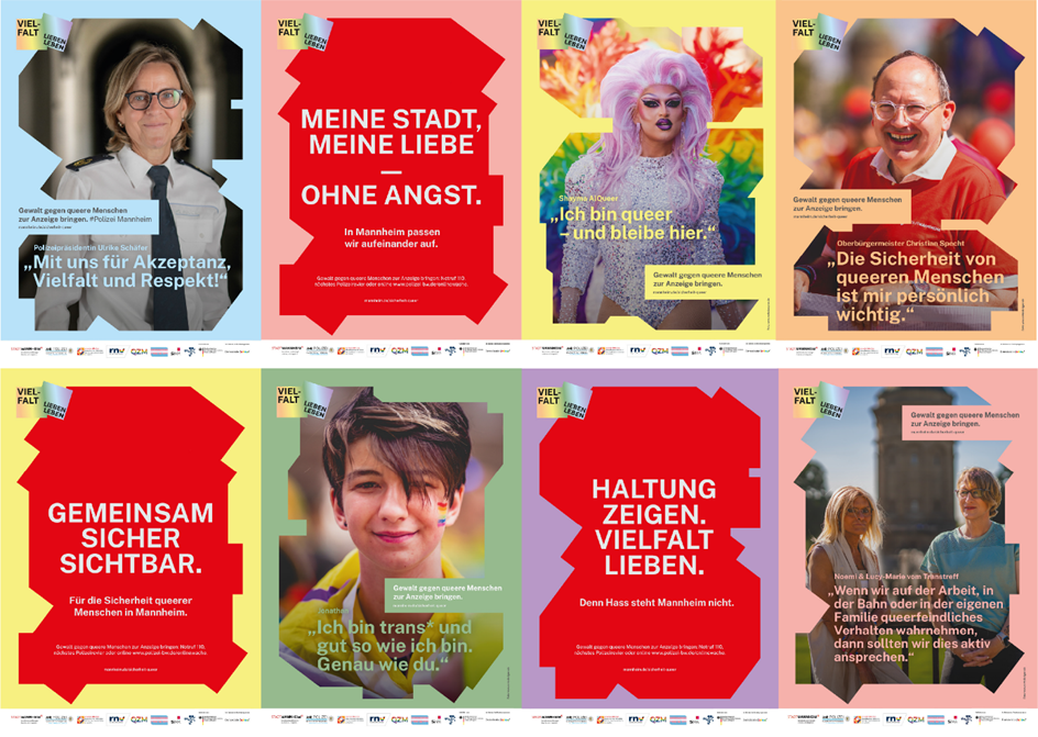 Die Graphik zeigt alle 8 Motive der Kampagne.