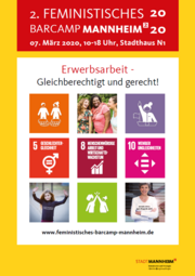 Vergrößerte Ansicht von Das Plakat für den 2. feministischen Barcamp Mannheim 2020