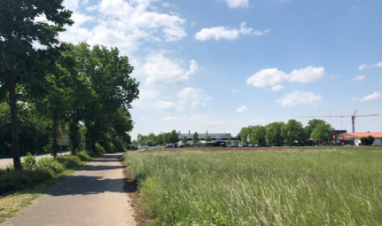 Vergrößerte Ansicht von Auf diesem städtischen Grundstück nördlich der Normannenstraße soll ein neues Kultur- und Sportzentrum mit Freiwilliger Feuerwehr entstehen. 2022 hat der Gemeinderat grünes Licht für die weitere Planung gegeben.