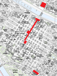 Vergrößerte Ansicht von Übersichtskarte Videoschutz in Mannheim