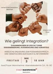 Vergrößerte Ansicht von Flyer zur Veranstaltung "Wie gelingt Integration?"