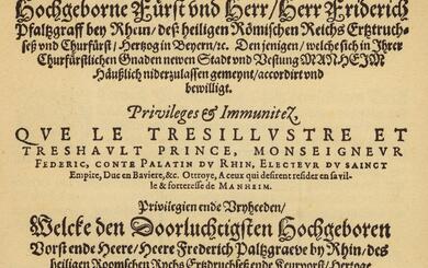 Titelblatt der Mannheimer Stadtprivilegien von 1607, Nachdruck von 1608, MARCHIVUM