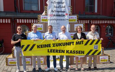 Auch die Stadt Mannheim weist beim bundesweiten Aktionstag "Kommunen am Limit" auf ihre Finanznot hin.
