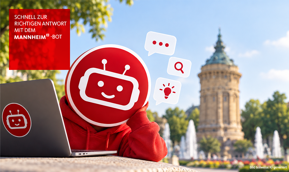 Mensch mit Konterfei des Chatbots