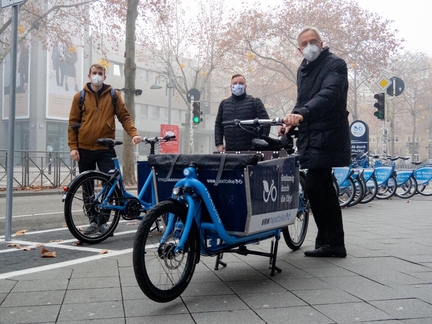 Neue eCargobikes in Mannheim eingeweiht - das VRNnextbike Fahrradvermietsystem wird erweitert.