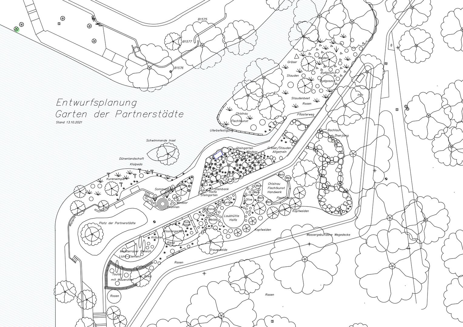 Planungsentwurf für den Garten der Partnerstädte bei der BUGA 23