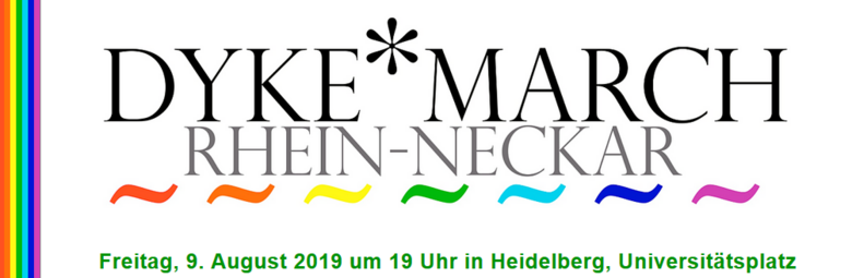 Vergrößerte Ansicht von Dyke March Rhein-Neckar. Freitag 9. August 2019 um 19 Uhr in Heidelberg, Universitätsplatz