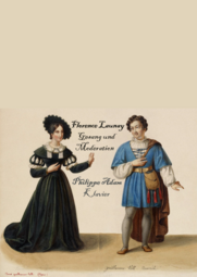 Vergrößerte Ansicht von Gemälde einer Dame und eines Herren im Mittelalter