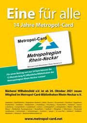 Vergrößerte Ansicht von Plakat der Metropol-Card, Überschrift: &quot;Eine für alle - 14 Jahre Metropol-Card&quot;