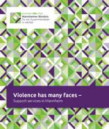 Vergrößerte Ansicht von Broschüre „Gewalt hat viele Gesichter – Hilfsangebote in Mannheim“ 