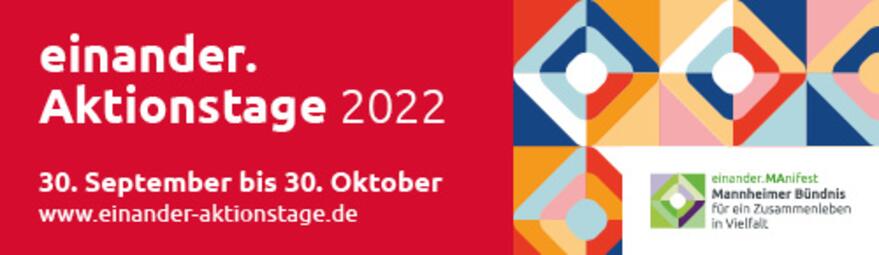 Vergrößerte Ansicht von Logo der einander.Aktionstage 2022 vom 30. September bis zum 30. Oktober. www.einander-aktionstage.de