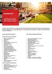 Vergrößerte Ansicht von Sortimentsliste des Zentrenkonzept Stadt Mannheim 2018