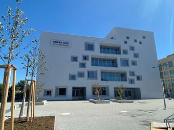 Vergrößerte Ansicht von Das Business Development Center CUBEX ONE auf dem Mannheim Medical Technology (MMT-) Campus wurde 2021 fertiggestellt und 2022 offiziell eröffnet.