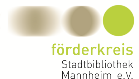 Vergrößerte Ansicht von Logo des Förderkreises Stadtbibliothek Mannheim e.V., bestehend aus dem Schriftzug in Grün und Schwarz sowie drei Kreisen darüber, wobei die ersten beiden Kreise verwischt sind.