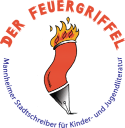 Vergrößerte Ansicht von Illustriertes Feuergriffel-Logo. Man sieht einen Füllhalter, aus dem oberen Teil kommen Flammen.