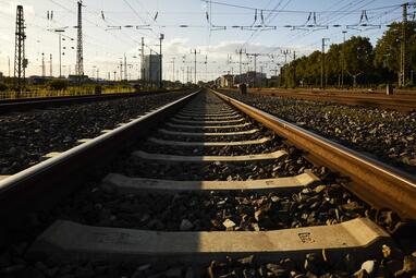 Vergrößerte Ansicht von Schienenstrang von Nahem