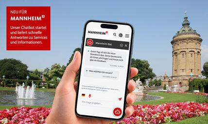 Vergrößerte Ansicht von Handy mit Mannheim-Bot