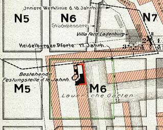 Vergrößerte Ansicht von An dieser Skizze ist die im 19. Jh. durchgeführte Überbauung der ehemaligen Fes