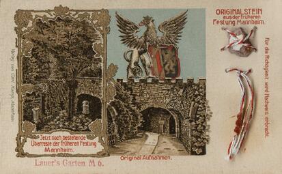 Vergrößerte Ansicht von Um 1900 werden Postkarten mit Originalsteinen der alten Mannheimer Festung verk