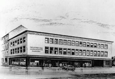 Vergrößerte Ansicht von Nachfolgebau von 1951 mit Läden