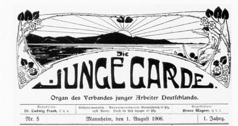 Vergrößerte Ansicht von Kopf der Zeitung „Die Junge Garde“, 1906