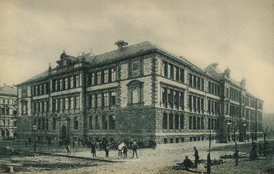 Vergrößerte Ansicht von Ansicht der Friedrichsschule vom Friedrichsring aus, um 1892