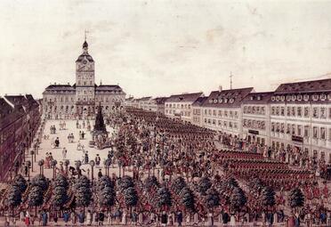 Vergrößerte Ansicht von Paradeplatz 1815 - Parade bayerischer Truppen 