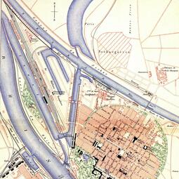 Vergrößerte Ansicht von Stadtplan Mannheim 1880
