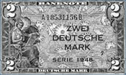 Vergrößerte Ansicht von Deutsche Markscheine aus der 1948er Serie