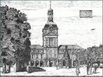 Vergrößerte Ansicht von Paradeplatz und Kaufhaus, Federzeichnung um 1900