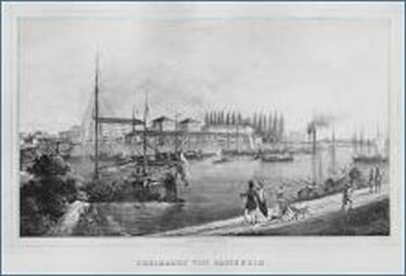 Vergrößerte Ansicht von 1828 - Am Rhein wird ein Freihafen eröffnet