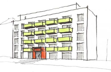 Vergrößerte Ansicht von Neubau MFH Traitteurstr. 49 Entwurfsskizze