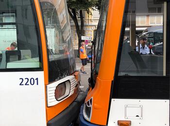 Gegen 6 Uhr waren zwei Stadtbahnen auf dem Kaiserring zwischen der Haltestelle Kunsthalle und dem Hauptbahnhof aufeinander aufgefahren.