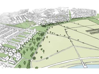 Visualisierung der Wohnbebauung am Rande der ehemaligen US-Kaserne Spinelli