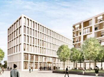 Visualisierung Büro- und Wohnensemble LIV. Mannheim im Glückstein-Quartier