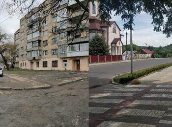 Der zentrale Platz in Czernowitz vor und nach den Baumaßnahmen.
