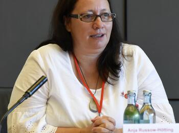 Anja Russow-Hötting, Vorsitzende des Gesamtpersonalrates, bei ihrer Rede anlässlich der Azubieinführung