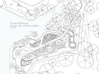 Planungsentwurf für den Garten der Partnerstädte bei der BUGA 23