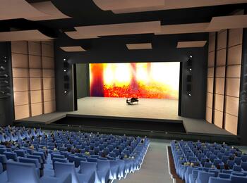 Interimsspielstätte "Oper am Luisenpark": Blick auf die Bühne