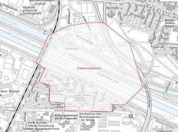 Evakuierungsbereich Kampfmittelfund Maulbeerinsel