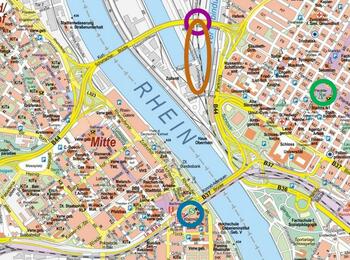 Karte der rheinübergreifenden Baustellen