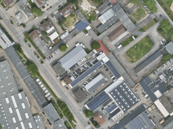 Luftaufnahme der Neustadter Straße um den ehemaligen Supermarkt