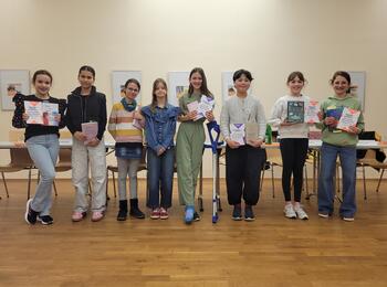 Teilnehmende des 66. Vorlesewettbewerbs Bezirksentscheid Nordbaden in der Stadtbibliothek Mannheim