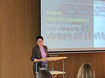 Die baden-württembergische Ministerin der Justiz und für Migration, Marion Gentges, beim Jubiläum 10 Jahre Haus des Jugendrechts in Mannheim