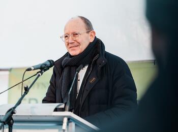 Oberbürgermeister Christian Specht bei der Eröffnung des FRANKLIN Stegs
