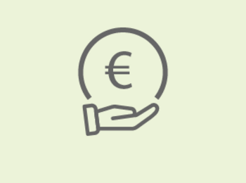 Icon offene Hand in der sich ein Euro Symbol befindet