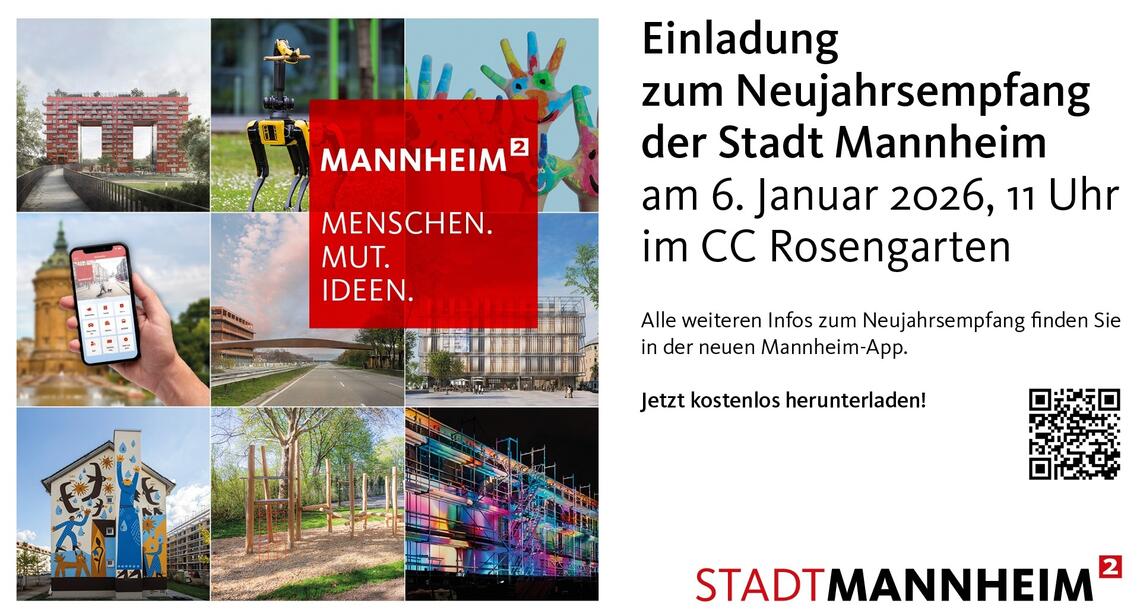 Der Neujahrsempfang der Stadt Mannheim findet am 6. Januar 2026 im CC Rosengarten statt. Veranstaltungsbeginn ist um 11:00 Uhr.